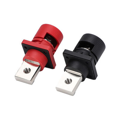 300A-400A Through-Wall Battery Terminal Connector with Snap-On Round Protective Cover (Red/Black)
